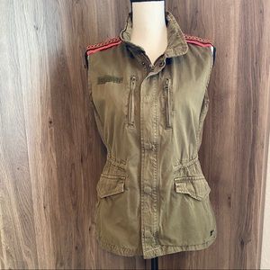 Maison Scotch Solid Green Utility Vest Jacket